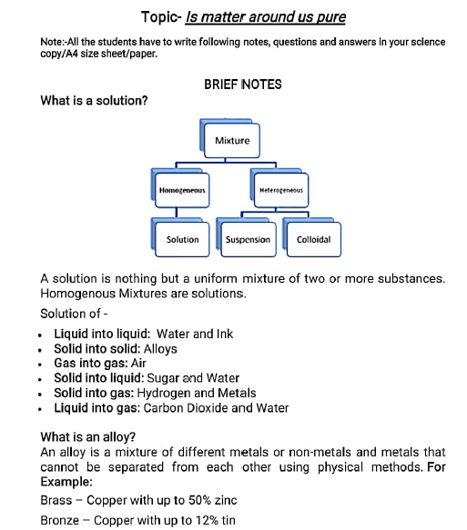 CBSE Class 9 Science Matter Around Us Worksheet